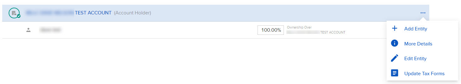 The ownership add entity panel in advisor portal. 